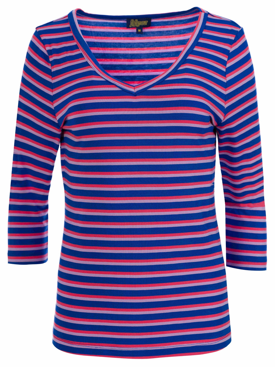 Lynn Top mit 3/4-Ärmeln | Happy Stripes Blau