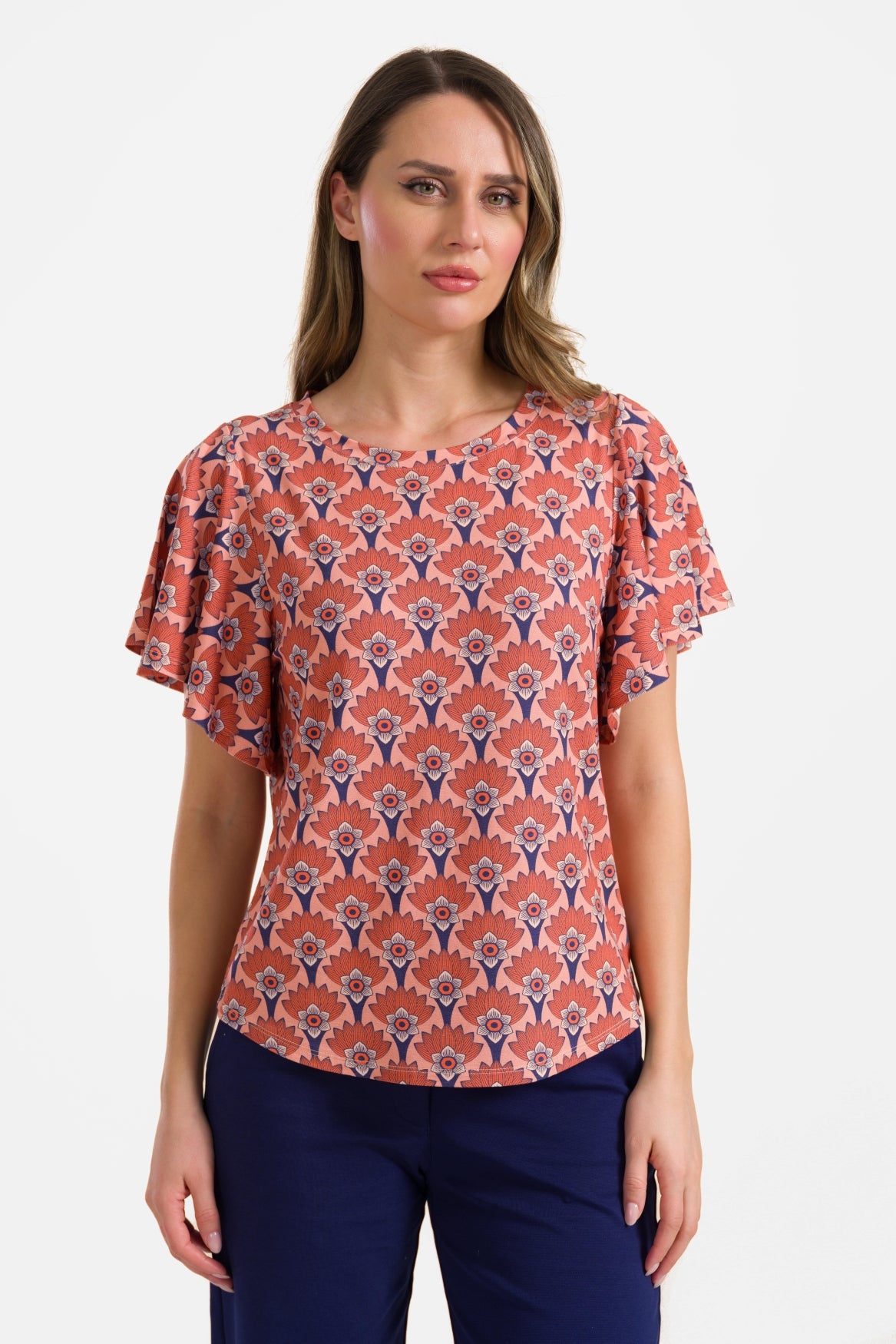 Sophie Top mit kurzen Schmetterlingsärmeln | Blumenfächer