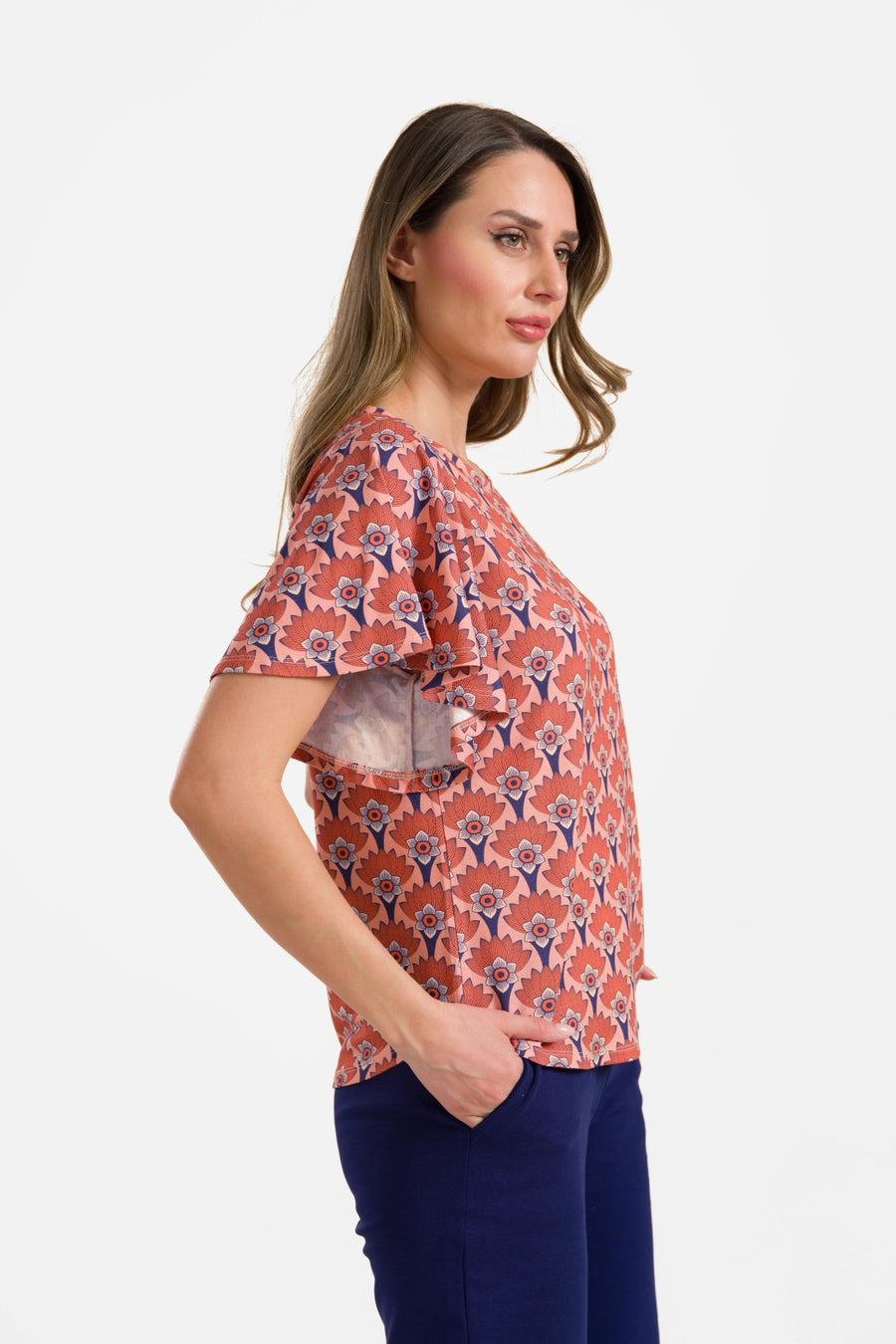 Sophie Top mit kurzen Schmetterlingsärmeln | Blumenfächer