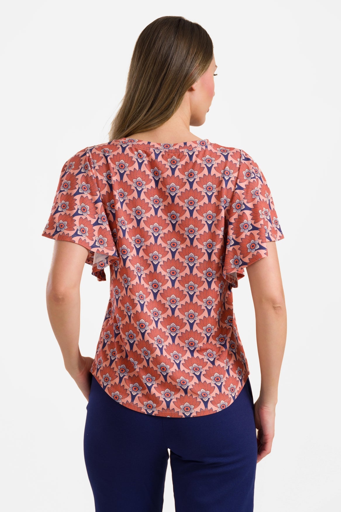 Sophie Top mit kurzen Schmetterlingsärmeln | Blumenfächer