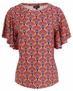 Sophie Top mit kurzen Schmetterlingsärmeln | Blumenfächer