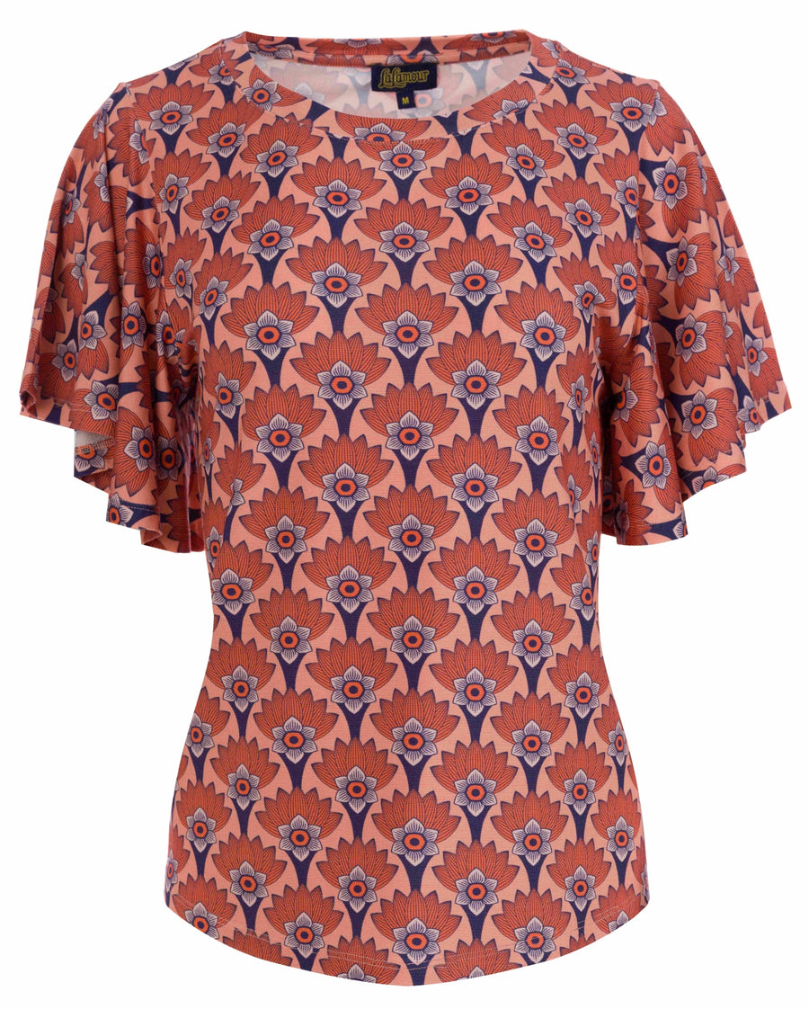Sophie Top mit kurzen Schmetterlingsärmeln | Blumenfächer