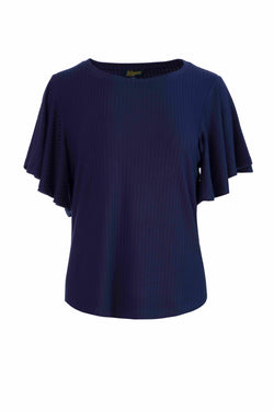 Sophie Top mit kurzen Schmetterlingsärmeln | Gerippt, Marineblau