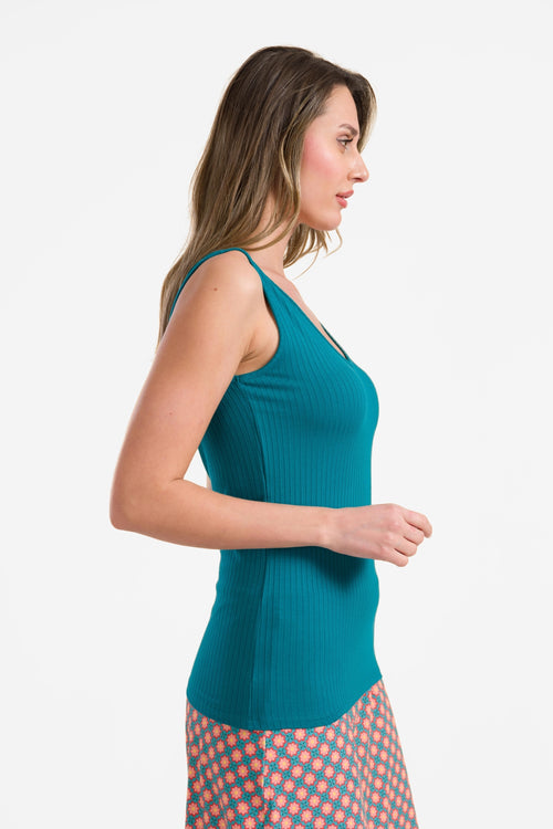 Stella Tanktop | Gerippt Petrolblau