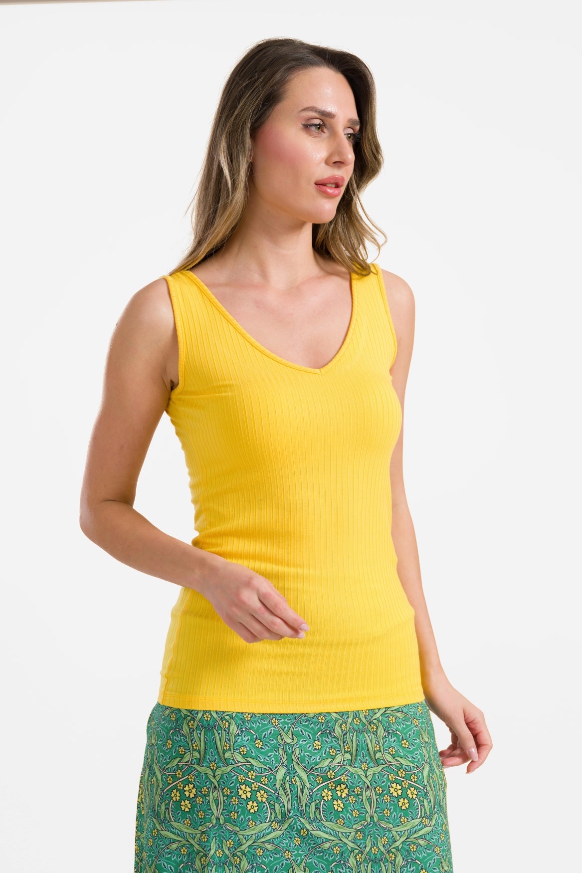 Stella Tanktop | Gerippt Gelb