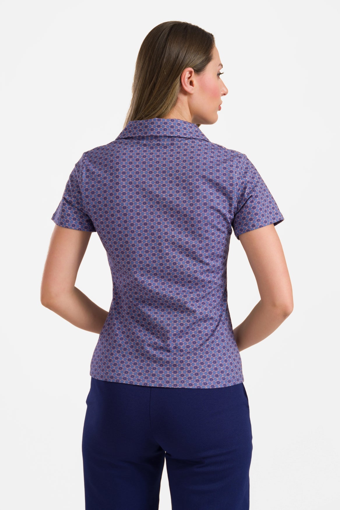 Suzy Kurzarmtop | Kleine blaue Blume