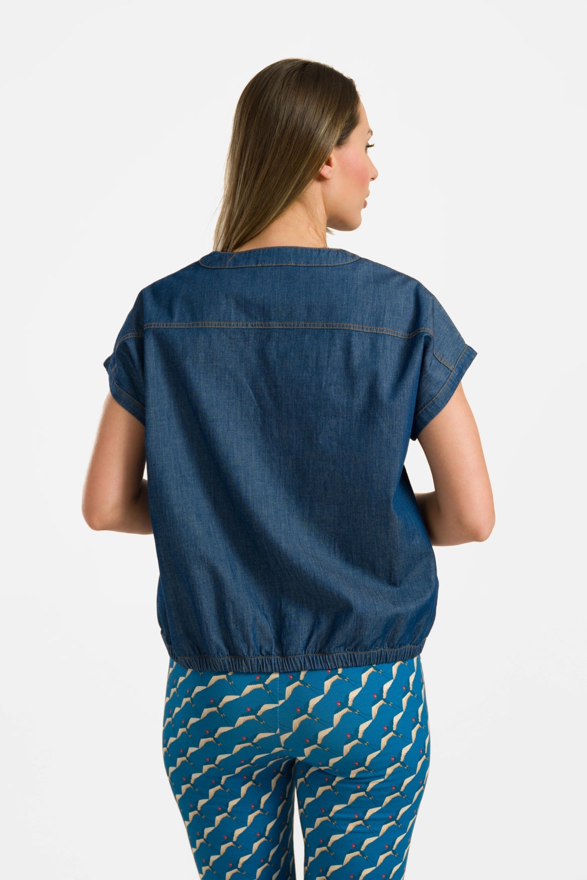 Evy Bluse, Kurzarm | Blau
