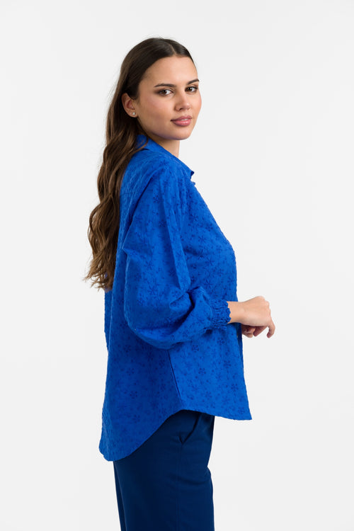 Amy Bluse | Stickerei Blau