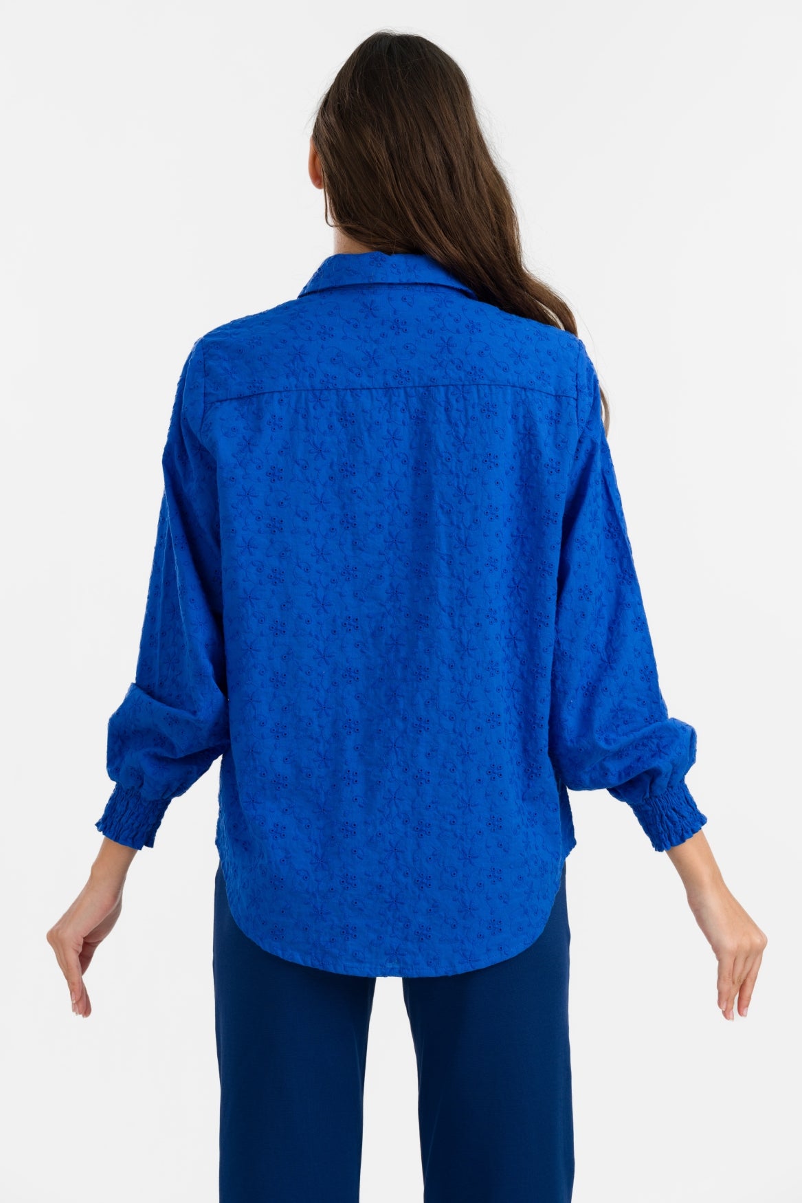 Amy Bluse | Stickerei Blau
