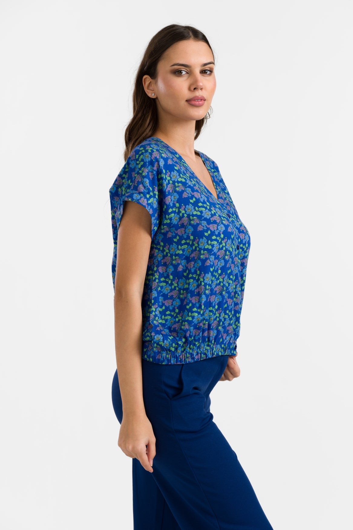 Evy Bluse Kurzarm | Kirschblüte