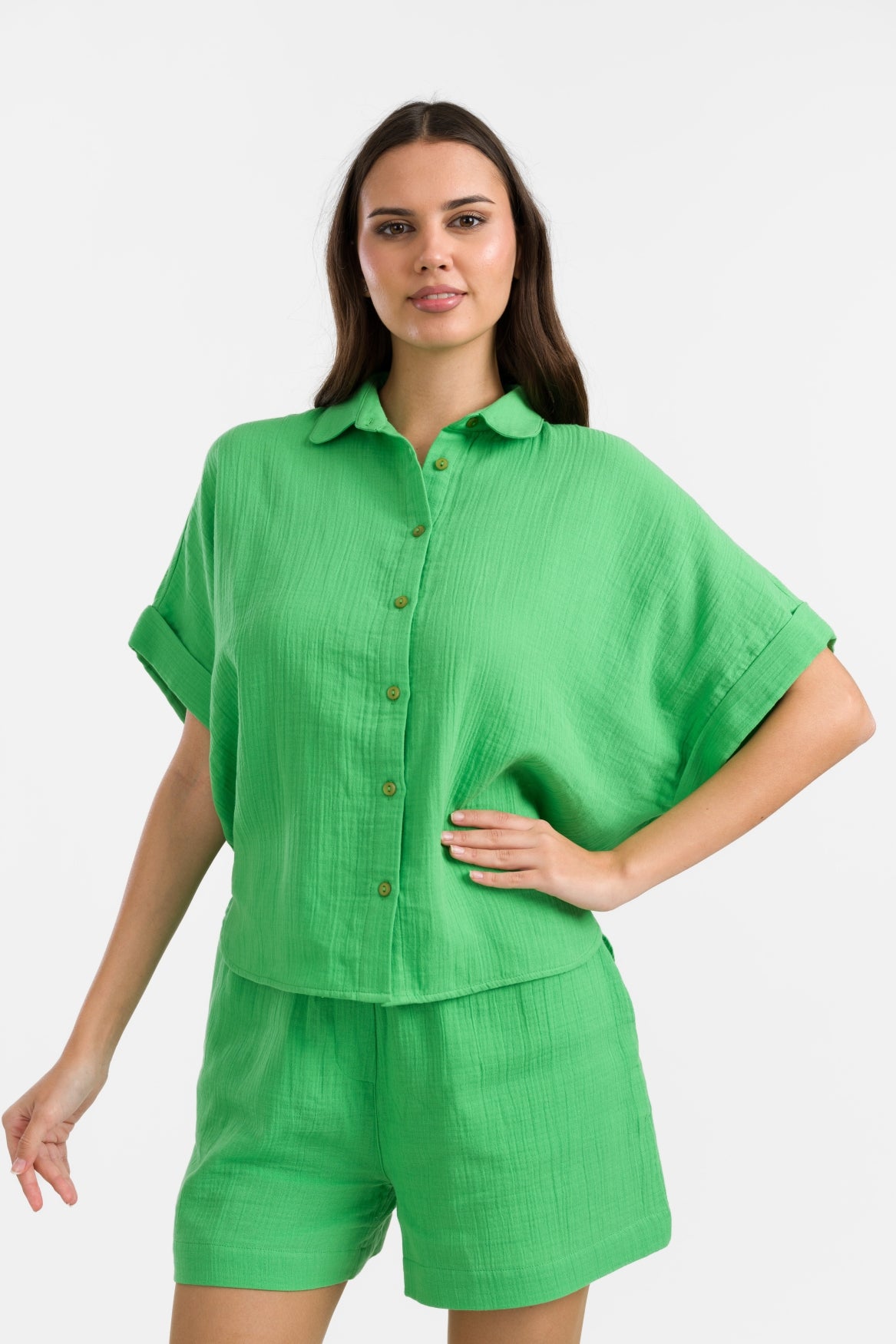 Jill Bluse | Crinkle Grün