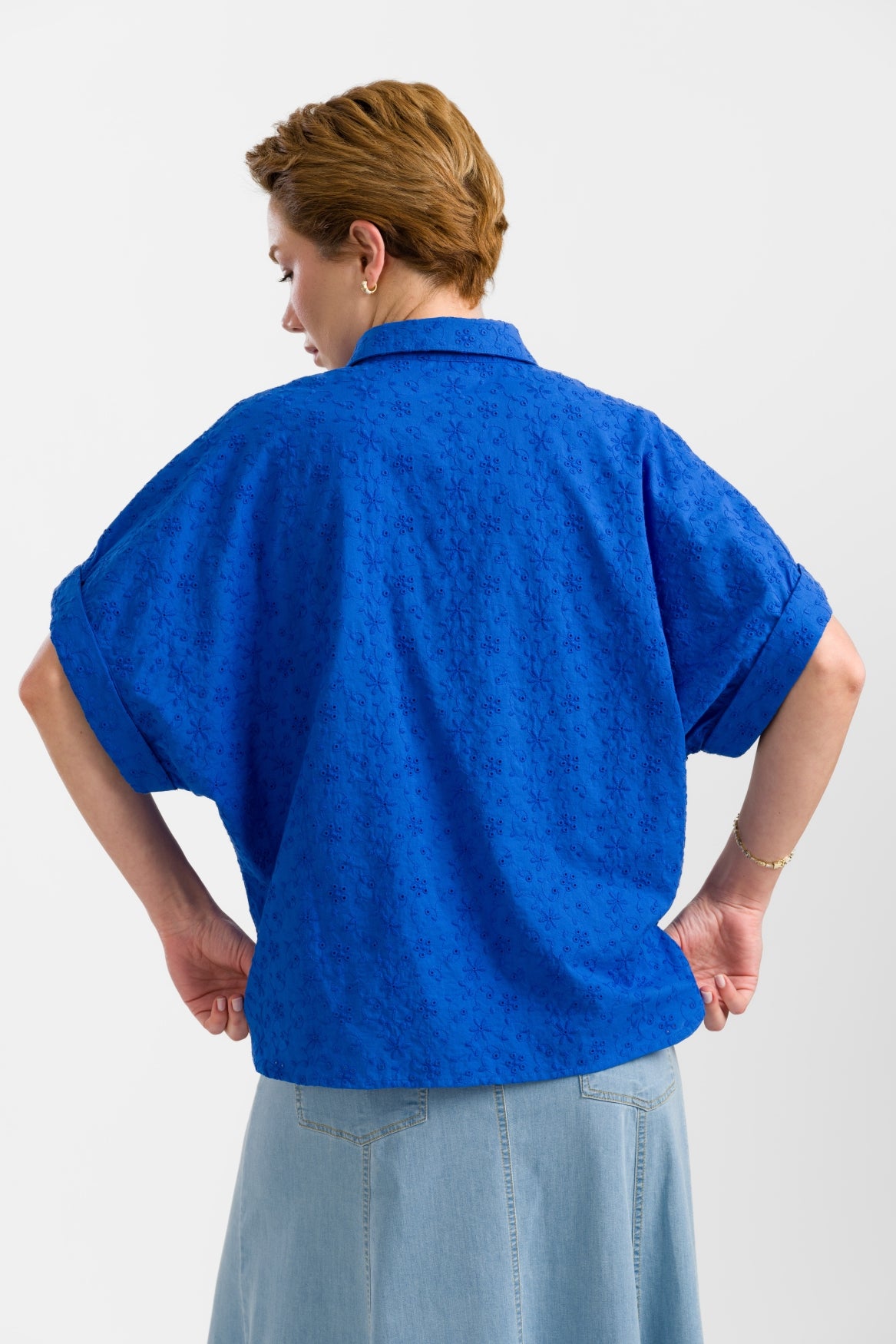 Jill Bluse | Stickerei Blau