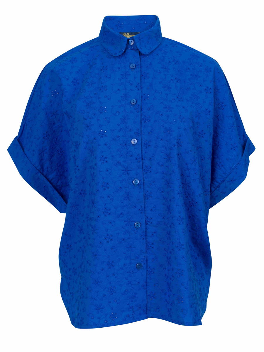 Jill Bluse | Stickerei Blau