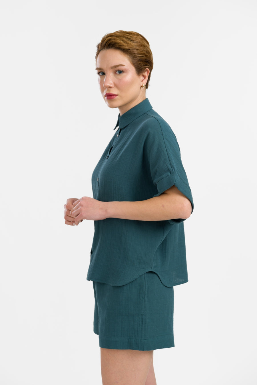 Jill Bluse | Crinkle Petrol