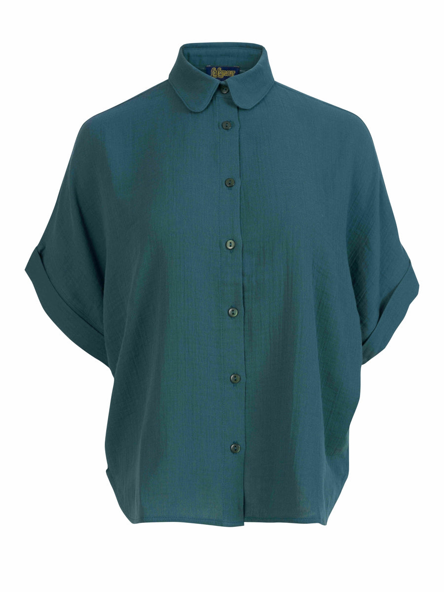 Jill Bluse | Crinkle Petrol