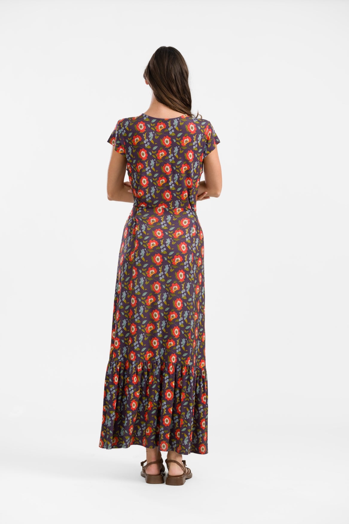 Maud Maxikleid Kurzarm | Purple Poppy