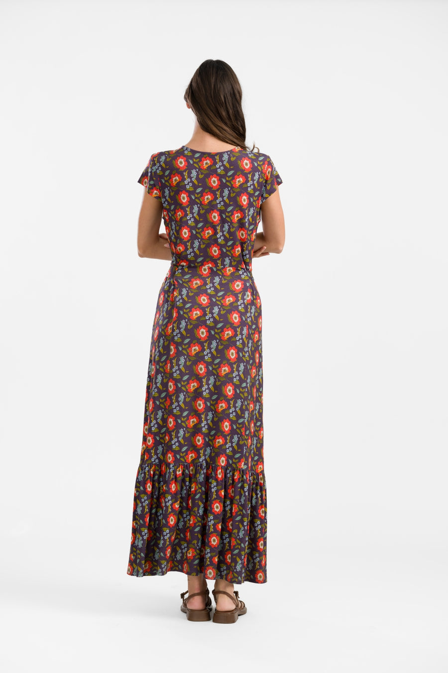 Maud Maxikleid Kurzarm | Purple Poppy