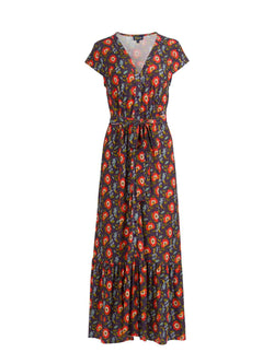 Maud Maxikleid Kurzarm | Purple Poppy