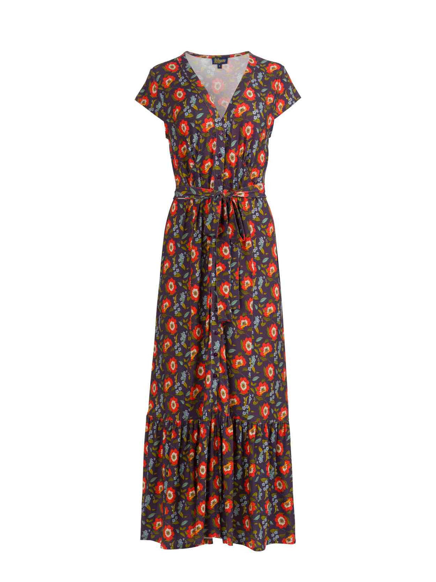 Maud Maxikleid Kurzarm | Purple Poppy