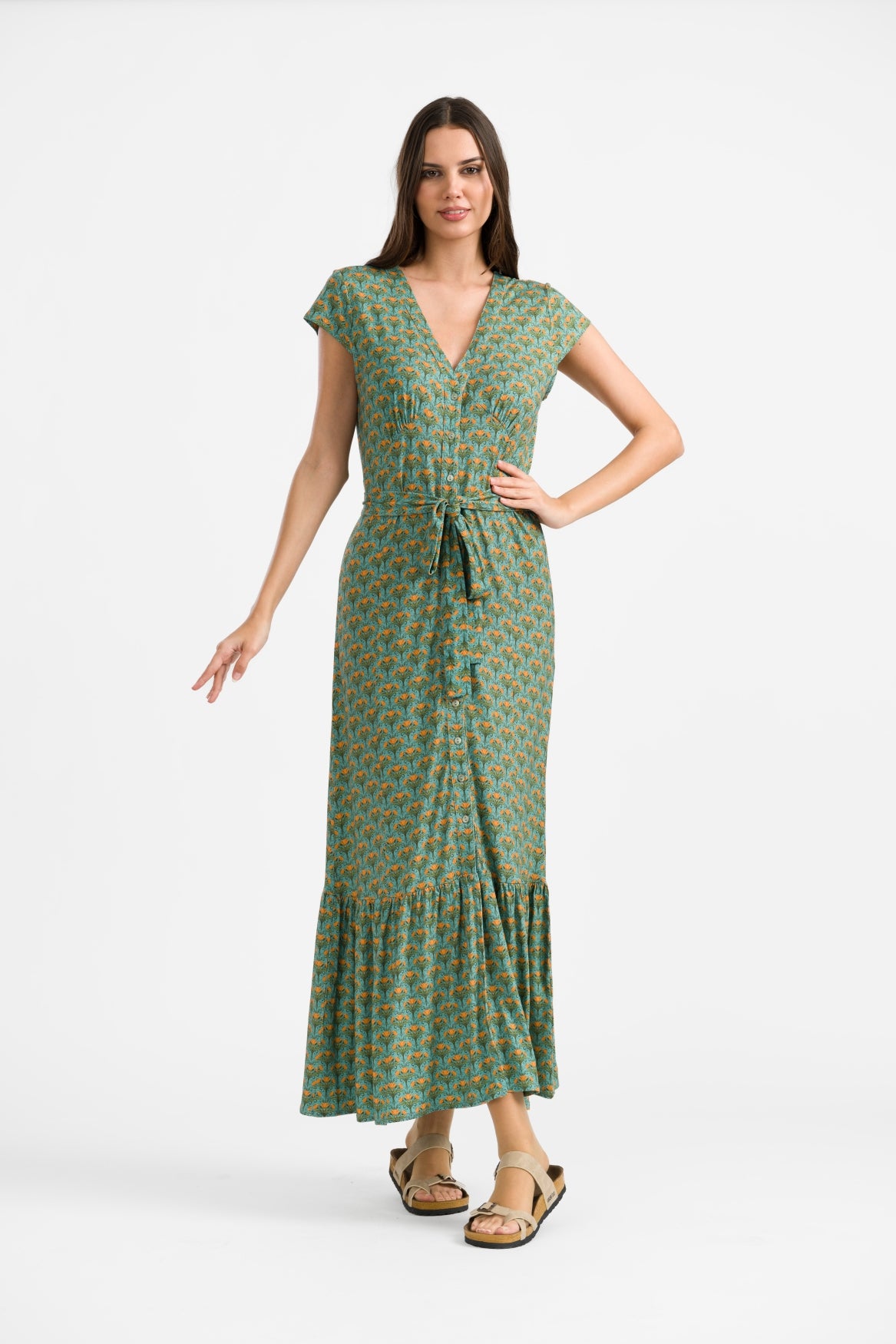 Maud Maxikleid Kurzarm | Blooming