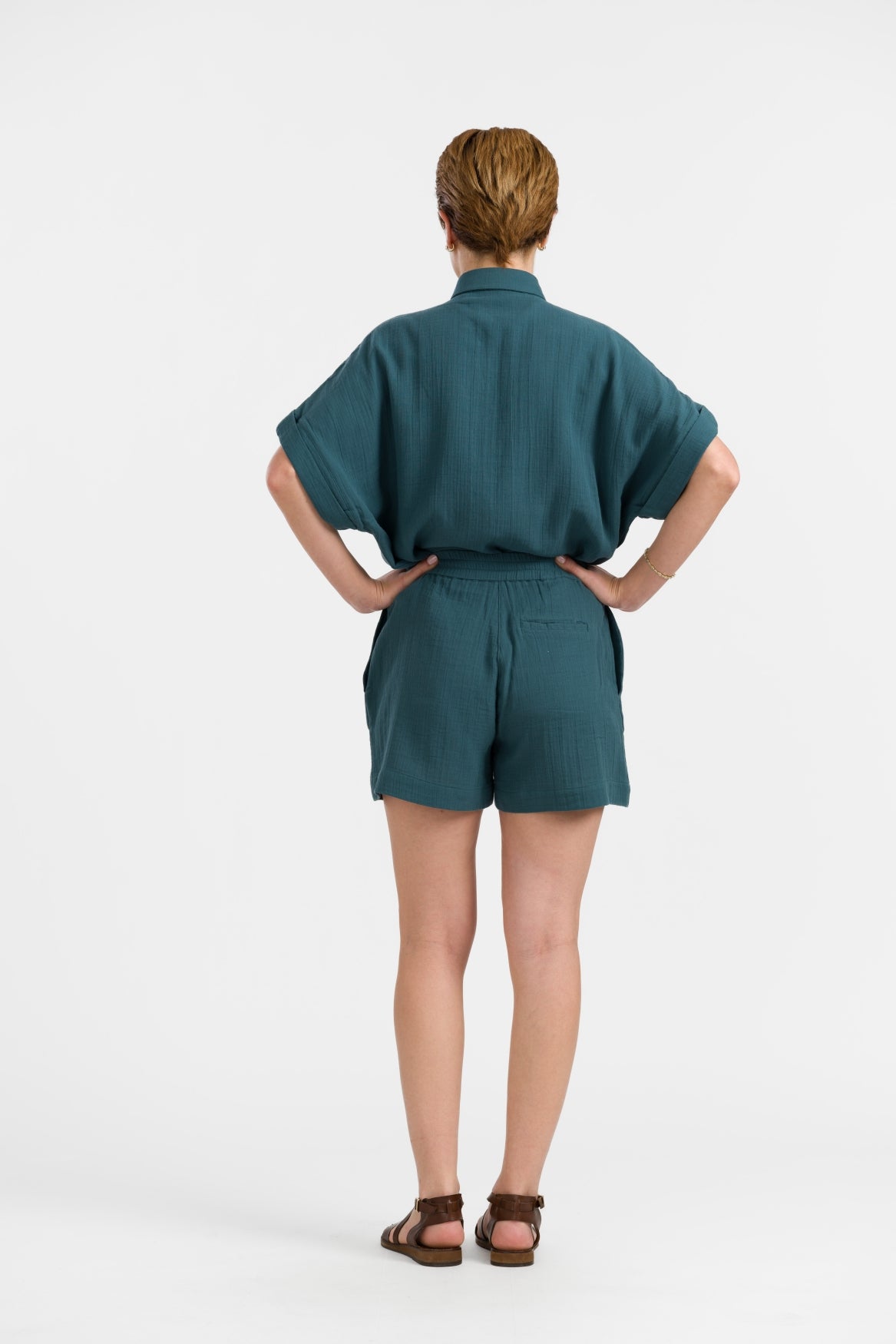 Megan Shorts | Crinkle Petrol