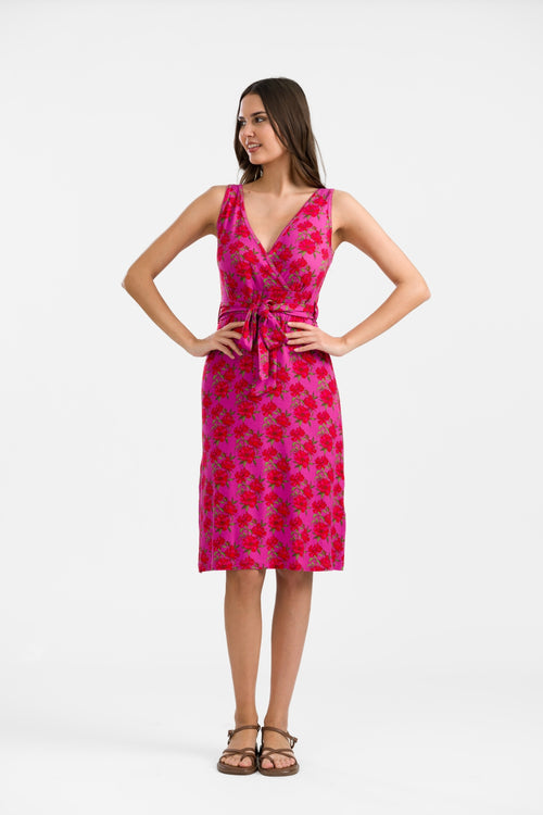 Ärmelloses Milly-Kleid | Fuchsienfarbene Blüten