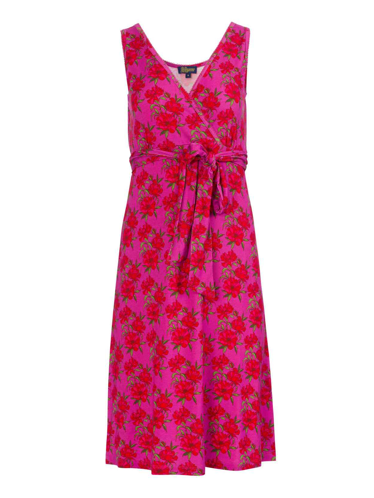 Ärmelloses Milly-Kleid | Fuchsienfarbene Blüten