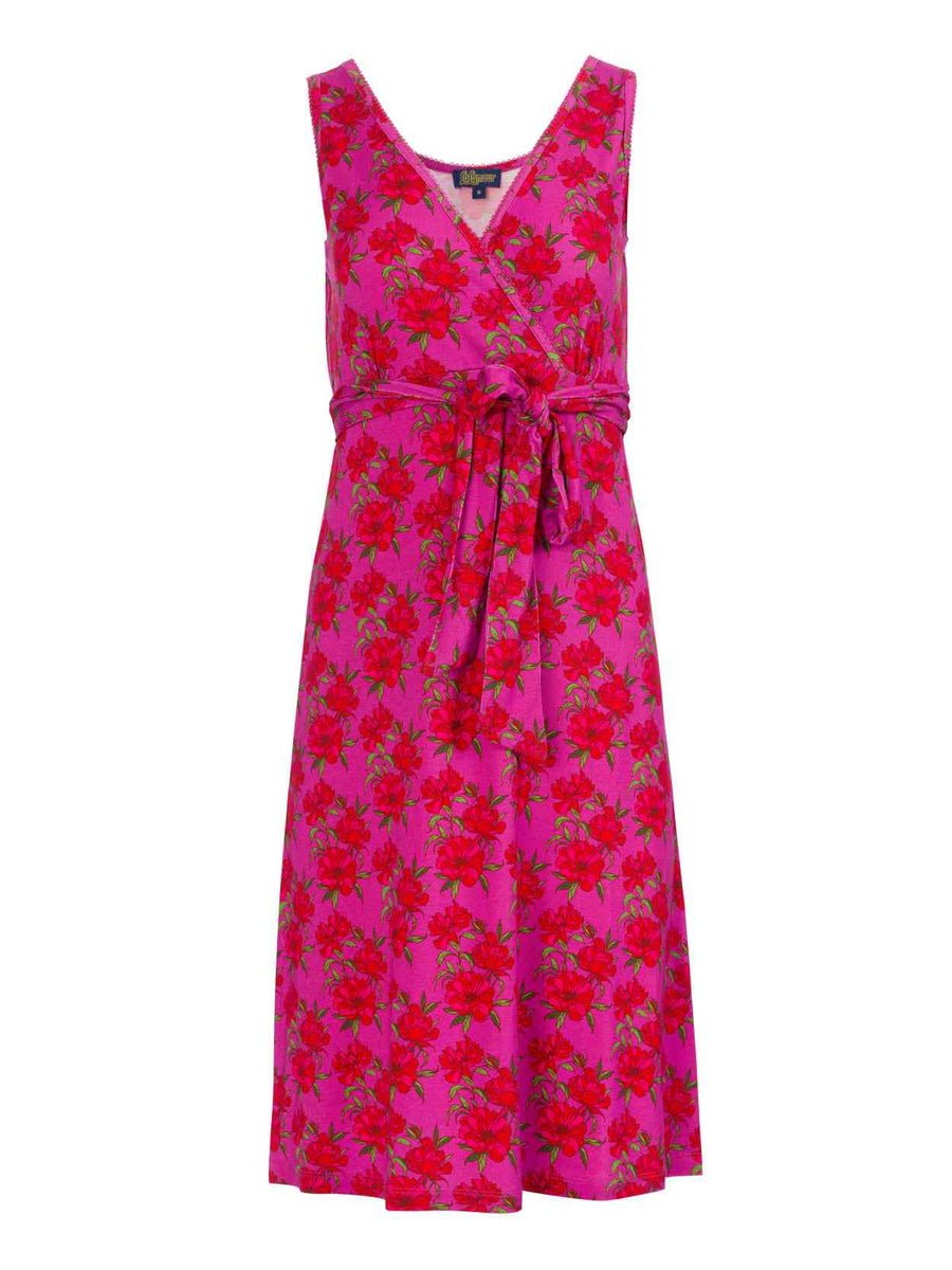Ärmelloses Milly-Kleid | Fuchsienfarbene Blüten