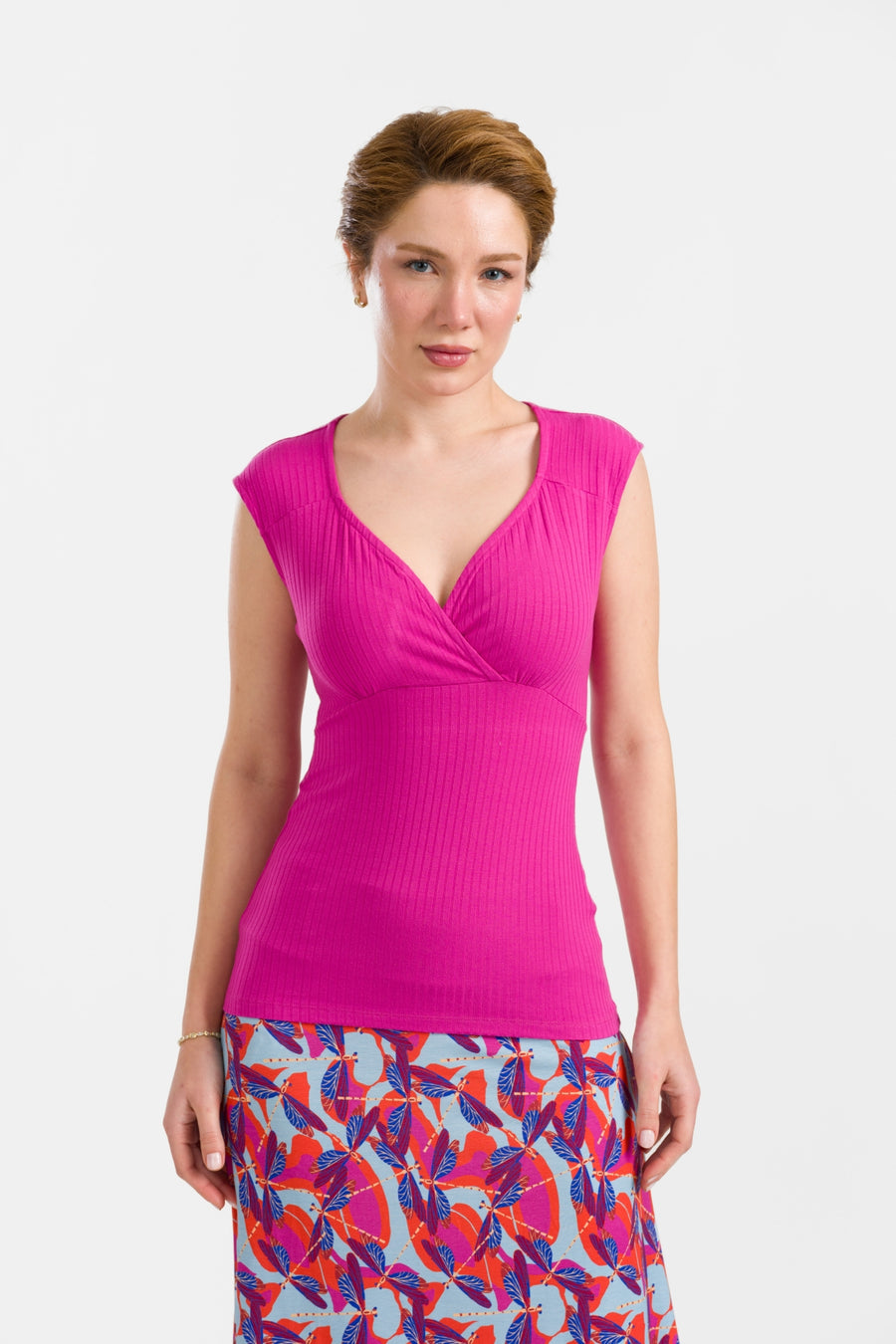 Monroe Top | Rippen-Fuchsia
