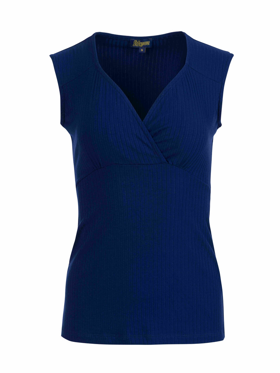 Monroe Top | Geripptes Marineblau
