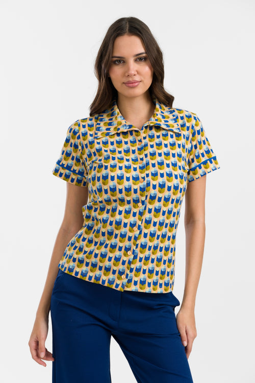 Sara Bluse Kurzarm | Künstliche Blume