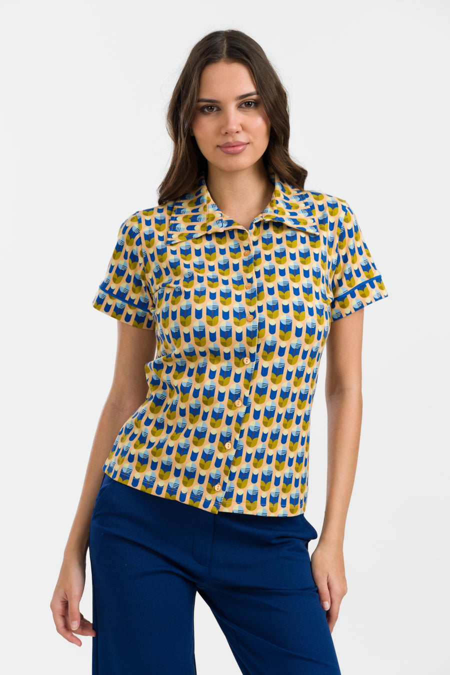 Sara Bluse Kurzarm | Künstliche Blume