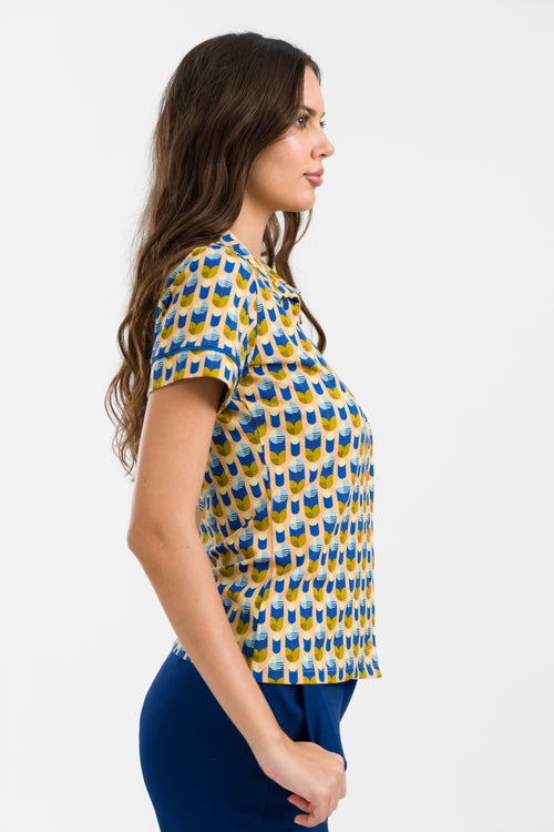 Sara Bluse Kurzarm | Künstliche Blume