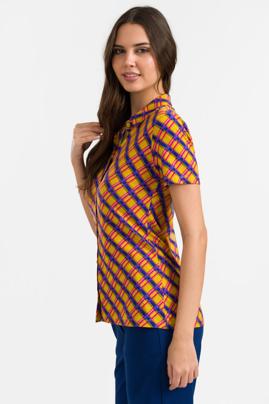 Kurzarmbluse von Sill | Groovy Tartan