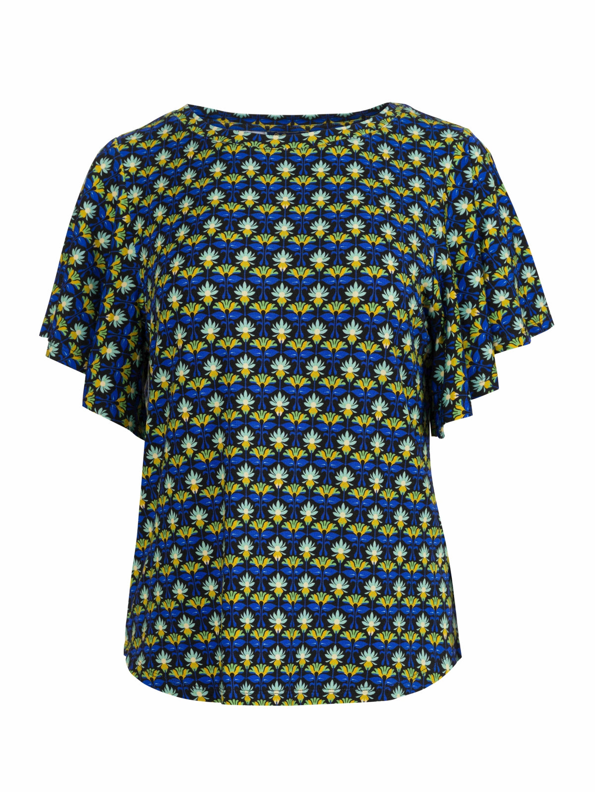 Sophie Top mit kurzen Schmetterlingsärmeln | Retro-Blumen