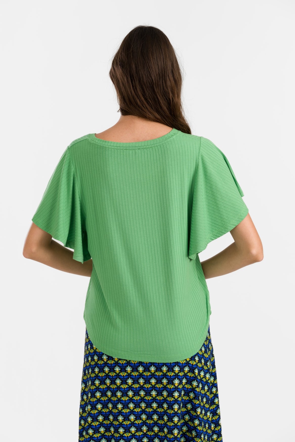 Sophie Top mit kurzen Schmetterlingsärmeln | Gerippt, Grün