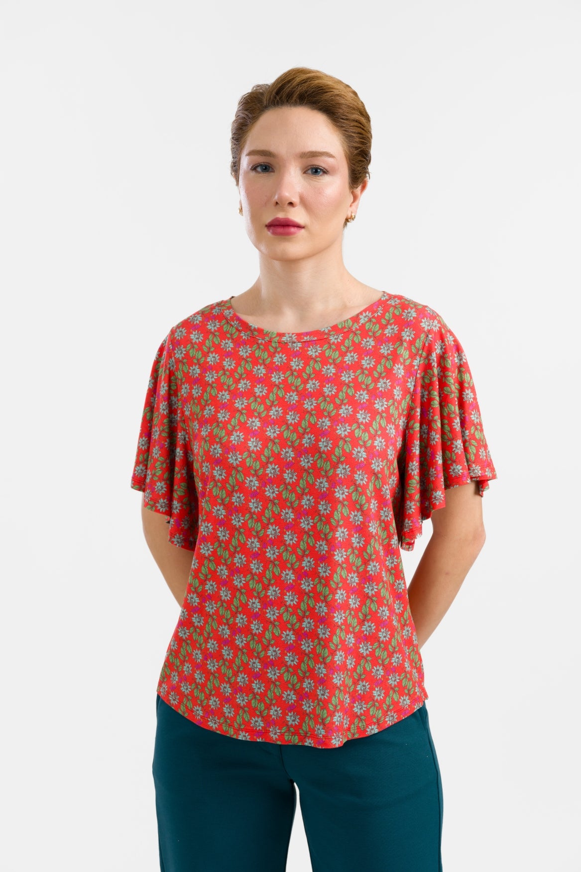 Sophie Top mit kurzen Schmetterlingsärmeln | Tropical Tango