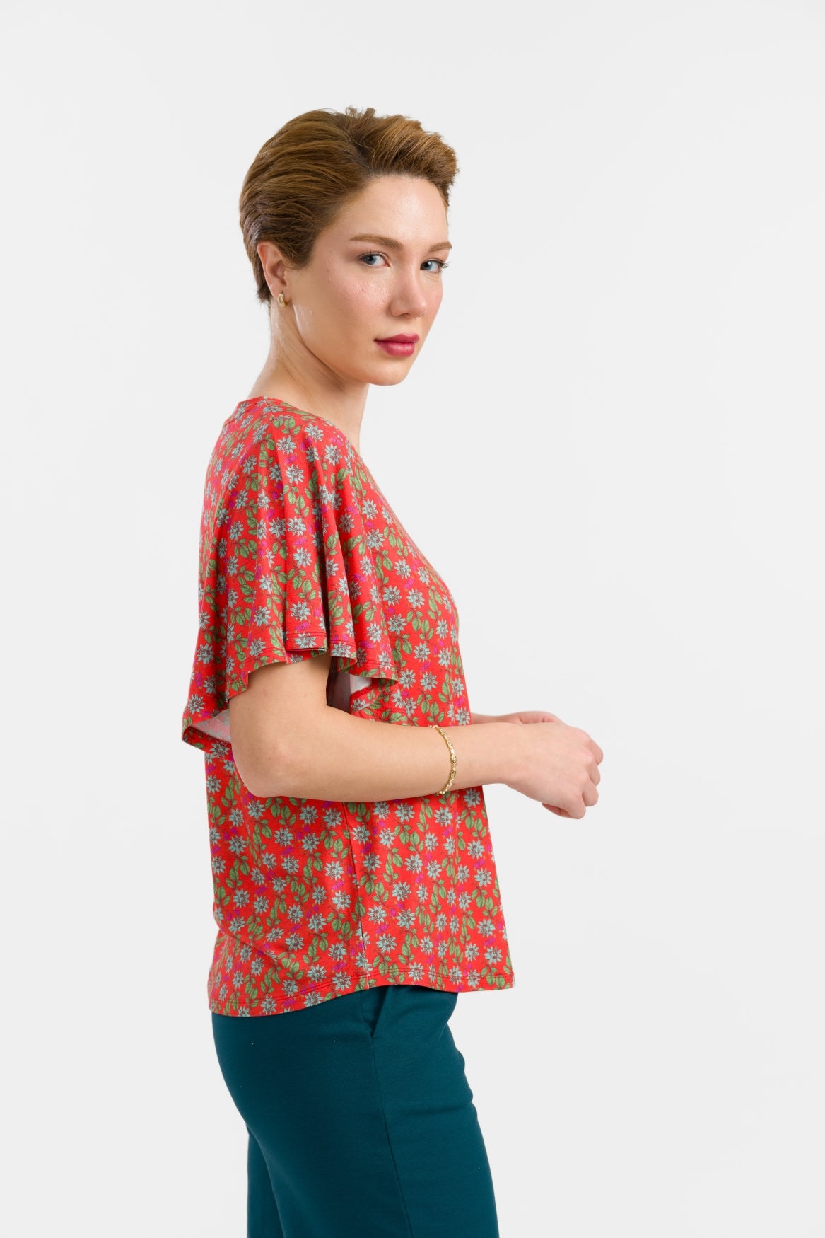 Sophie Top mit kurzen Schmetterlingsärmeln | Tropical Tango
