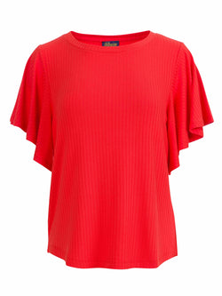 Sophie Top mit kurzen Schmetterlingsärmeln | Gerippt, Rot