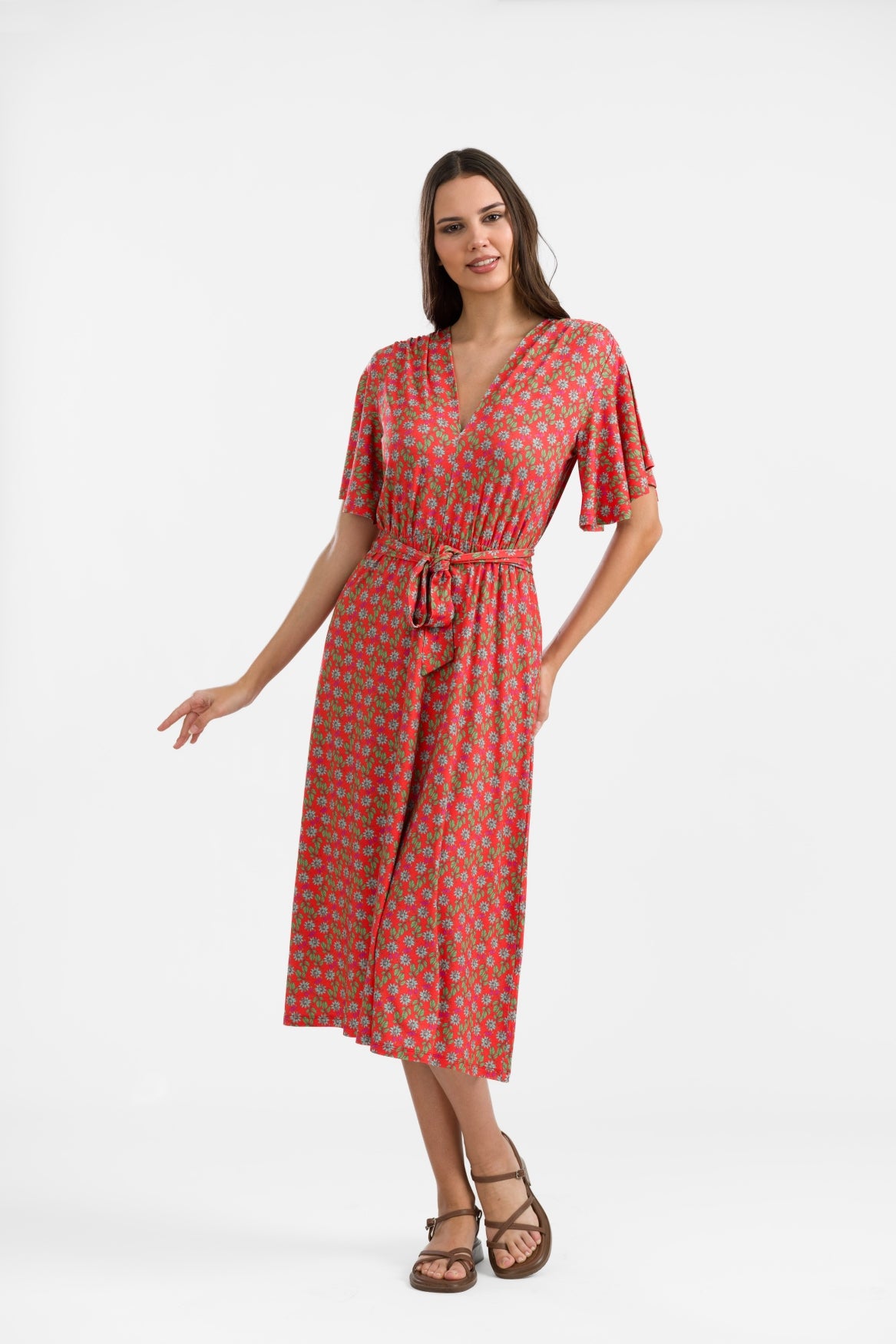 Trix Kleid mit Schmetterlingsärmeln | Tropical Tango