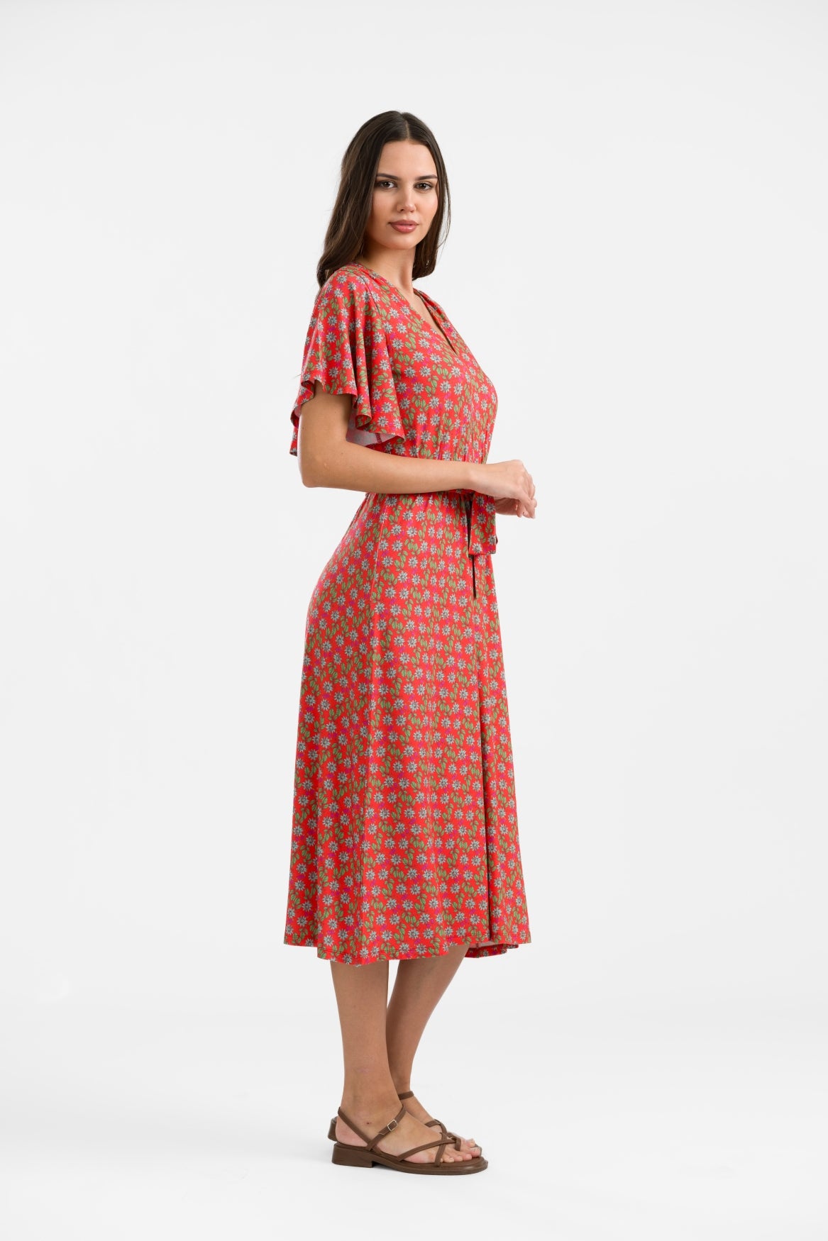 Trix Kleid mit Schmetterlingsärmeln | Tropical Tango