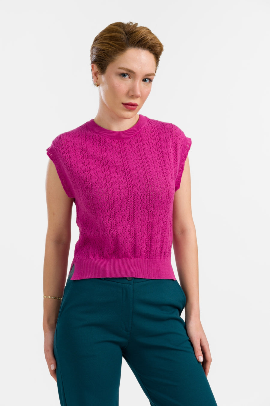 Pippa-Strickoberteil | Fuchsia
