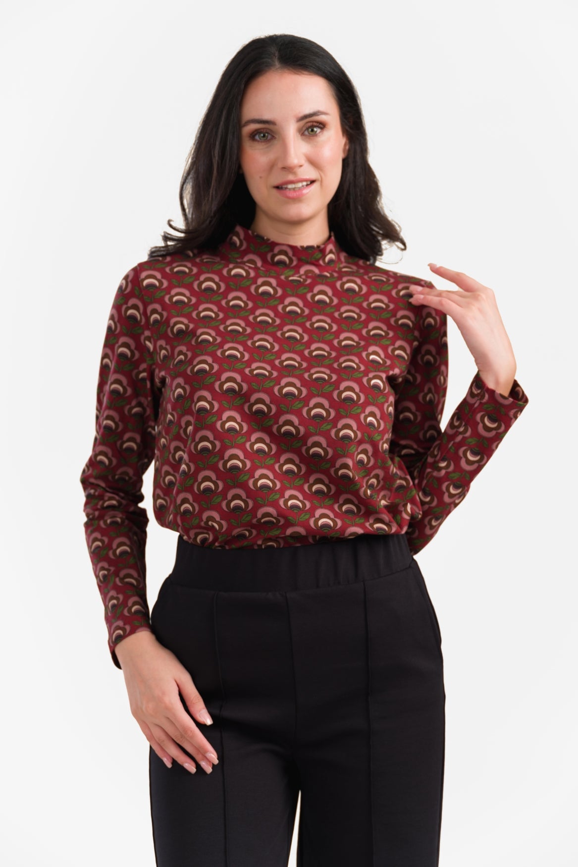 Kim Top | Abstrakte Blume Bordeaux