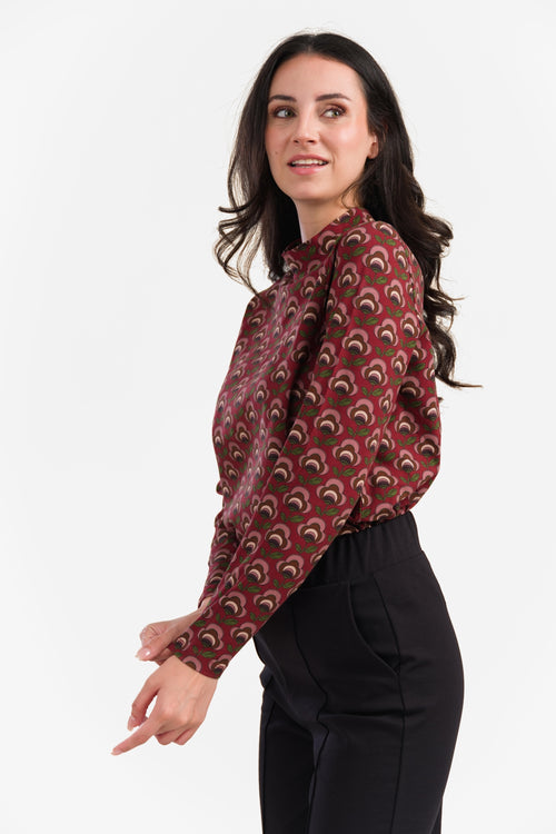 Kim Top | Abstrakte Blume Bordeaux