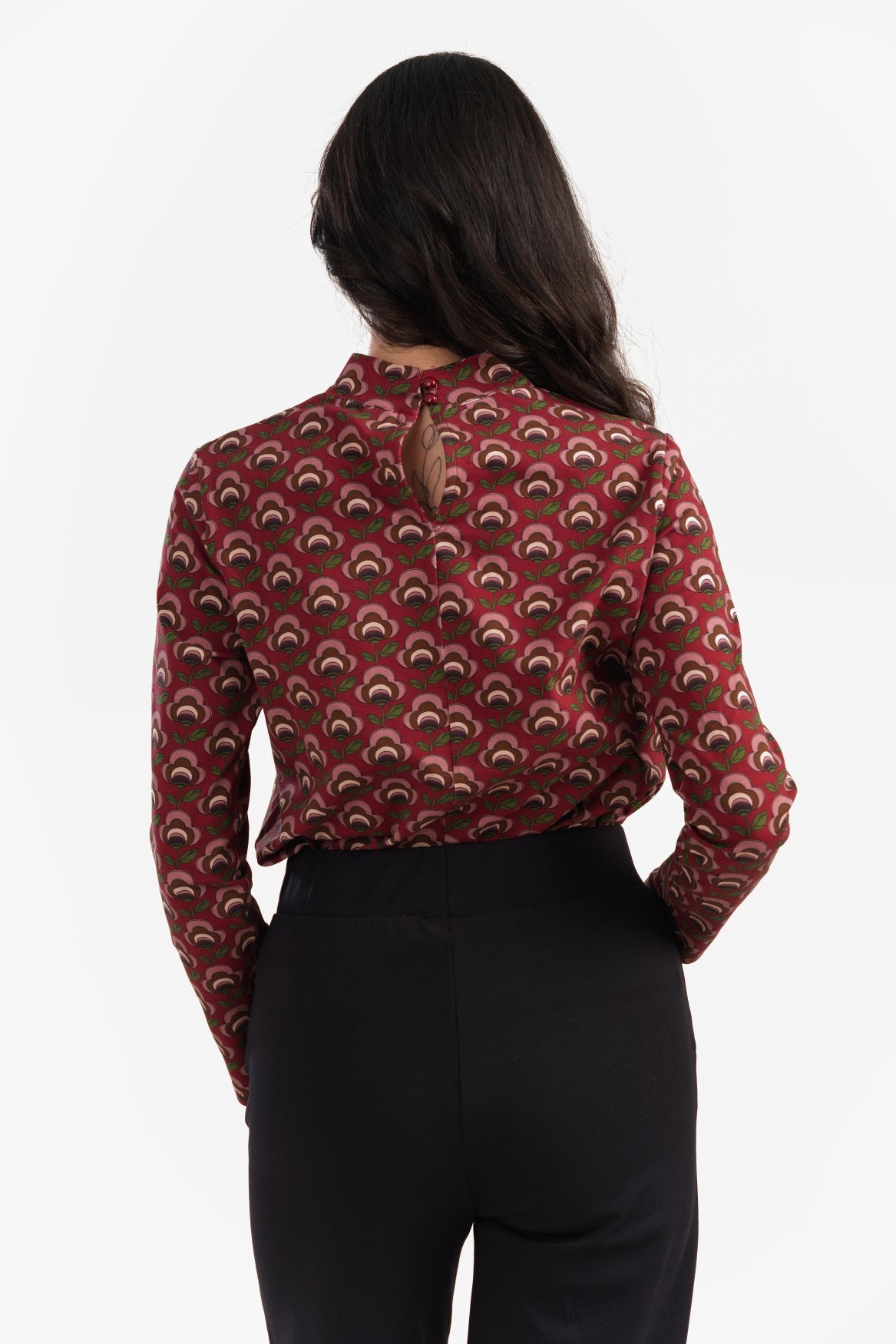 Kim Top | Abstrakte Blume Bordeaux