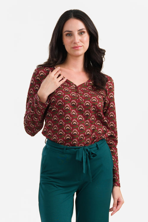 Natalie Top | Abstrakte Blume Bordeaux