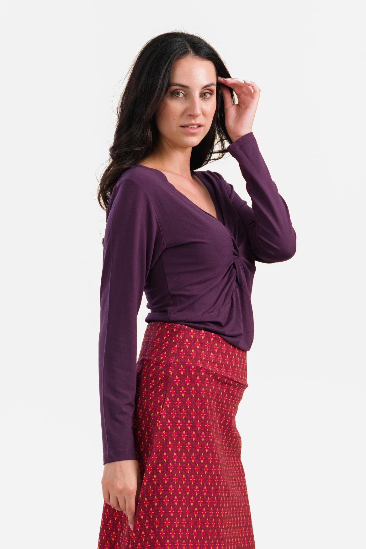 Angela Top | Ecovero Plain Aubergine