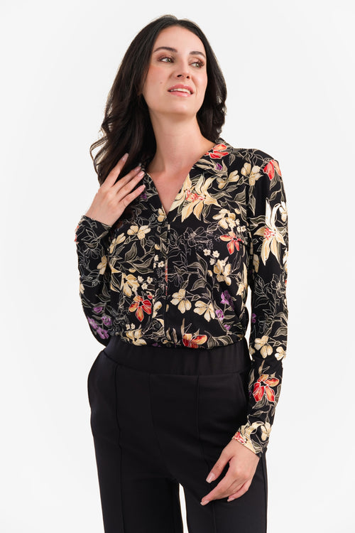 Anna Bluse, langärmelig | Botanisches Blumenmuster