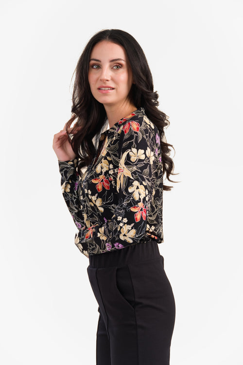 Anna Bluse, langärmelig | Botanisches Blumenmuster