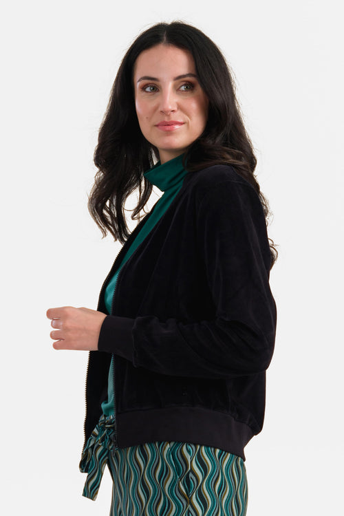 Nora Bomberjacke | Velours, Schwarz